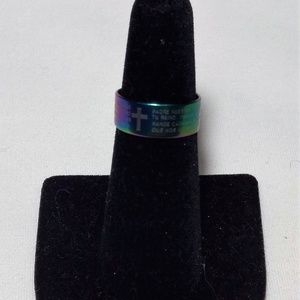 🙏MULTI-COLOR ETCHED SPANISH LORD'S PRAYER FASHION RING🙏